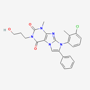 molecular formula C24H22ClN5O3 B6479746 8-(3-chloro-2-methylphenyl)-3-(3-hydroxypropyl)-1-methyl-7-phenyl-1H,2H,3H,4H,8H-imidazo[1,2-g]purine-2,4-dione CAS No. 896299-21-1