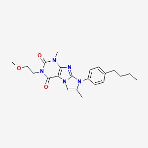 molecular formula C22H27N5O3 B6479751 8-(4-butylphenyl)-3-(2-methoxyethyl)-1,7-dimethyl-1H,2H,3H,4H,8H-imidazo[1,2-g]purine-2,4-dione CAS No. 896300-05-3