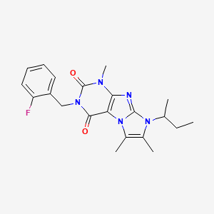 molecular formula C21H24FN5O2 B6479756 8-(butan-2-yl)-3-[(2-fluorophenyl)methyl]-1,6,7-trimethyl-1H,2H,3H,4H,8H-imidazo[1,2-g]purine-2,4-dione CAS No. 919012-22-9