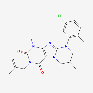 molecular formula C21H24ClN5O2 B6479779 9-(5-chloro-2-methylphenyl)-1,7-dimethyl-3-(2-methylprop-2-en-1-yl)-1H,2H,3H,4H,6H,7H,8H,9H-pyrimido[1,2-g]purine-2,4-dione CAS No. 877617-29-3