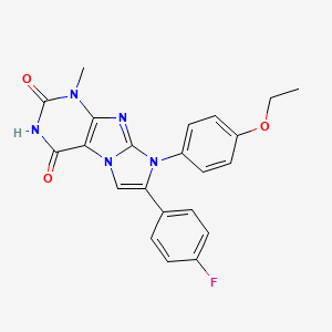 molecular formula C22H18FN5O3 B6479796 8-(4-ethoxyphenyl)-7-(4-fluorophenyl)-1-methyl-1H,2H,3H,4H,8H-imidazo[1,2-g]purine-2,4-dione CAS No. 919032-16-9