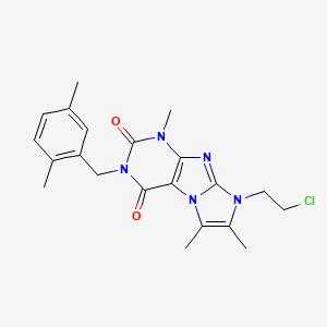 molecular formula C21H24ClN5O2 B6479815 8-(2-chloroethyl)-3-[(2,5-dimethylphenyl)methyl]-1,6,7-trimethyl-1H,2H,3H,4H,8H-imidazo[1,2-g]purine-2,4-dione CAS No. 919012-74-1