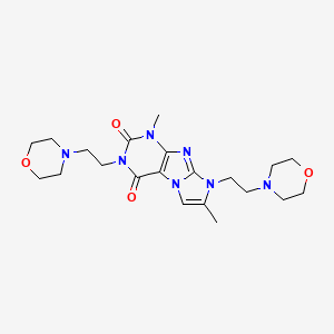 molecular formula C21H31N7O4 B6479816 1,7-dimethyl-3,8-bis[2-(morpholin-4-yl)ethyl]-1H,2H,3H,4H,8H-imidazo[1,2-g]purine-2,4-dione CAS No. 887197-91-3