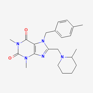 molecular formula C22H29N5O2 B6479818 1,3-dimethyl-7-[(4-methylphenyl)methyl]-8-[(2-methylpiperidin-1-yl)methyl]-2,3,6,7-tetrahydro-1H-purine-2,6-dione CAS No. 851939-16-7