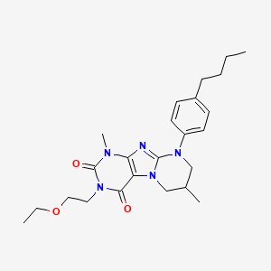 molecular formula C24H33N5O3 B6479826 9-(4-butylphenyl)-3-(2-ethoxyethyl)-1,7-dimethyl-1H,2H,3H,4H,6H,7H,8H,9H-pyrimido[1,2-g]purine-2,4-dione CAS No. 896299-07-3