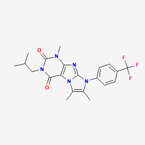 molecular formula C21H22F3N5O2 B6479831 1,6,7-trimethyl-3-(2-methylpropyl)-8-[4-(trifluoromethyl)phenyl]-1H,2H,3H,4H,8H-imidazo[1,2-g]purine-2,4-dione CAS No. 904372-73-2