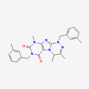 molecular formula C26H28N6O2 B6479836 3,4,9-trimethyl-1,7-bis[(3-methylphenyl)methyl]-1H,4H,6H,7H,8H,9H-[1,2,4]triazino[4,3-g]purine-6,8-dione CAS No. 898449-03-1
