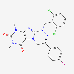 molecular formula C22H17Cl2FN6O2 B6479840 1-[(2,6-dichlorophenyl)methyl]-3-(4-fluorophenyl)-7,9-dimethyl-1H,4H,6H,7H,8H,9H-[1,2,4]triazino[4,3-g]purine-6,8-dione CAS No. 898449-26-8