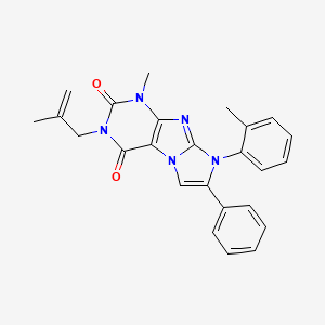 molecular formula C25H23N5O2 B6479852 1-methyl-8-(2-methylphenyl)-3-(2-methylprop-2-en-1-yl)-7-phenyl-1H,2H,3H,4H,8H-imidazo[1,2-g]purine-2,4-dione CAS No. 887881-20-1