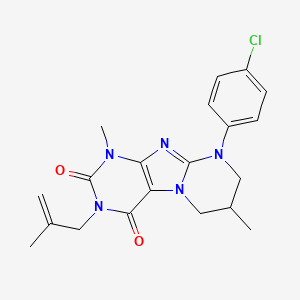 molecular formula C20H22ClN5O2 B6479871 9-(4-chlorophenyl)-1,7-dimethyl-3-(2-methylprop-2-en-1-yl)-1H,2H,3H,4H,6H,7H,8H,9H-pyrimido[1,2-g]purine-2,4-dione CAS No. 876151-64-3