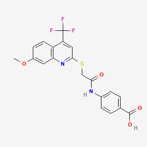 molecular formula C20H15F3N2O4S B6479903 4-(2-{[7-methoxy-4-(trifluoromethyl)quinolin-2-yl]sulfanyl}acetamido)benzoic acid CAS No. 941255-67-0