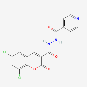 molecular formula C16H9Cl2N3O4 B6479921 N'-(6,8-dichloro-2-oxo-2H-chromene-3-carbonyl)pyridine-4-carbohydrazide CAS No. 923245-43-6