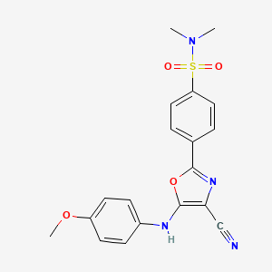 molecular formula C19H18N4O4S B6479955 4-{4-cyano-5-[(4-methoxyphenyl)amino]-1,3-oxazol-2-yl}-N,N-dimethylbenzene-1-sulfonamide CAS No. 941265-44-7