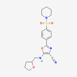 molecular formula C20H24N4O4S B6479987 5-{[(oxolan-2-yl)methyl]amino}-2-[4-(piperidine-1-sulfonyl)phenyl]-1,3-oxazole-4-carbonitrile CAS No. 941267-21-6