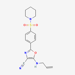 molecular formula C18H20N4O3S B6479999 2-[4-(piperidine-1-sulfonyl)phenyl]-5-[(prop-2-en-1-yl)amino]-1,3-oxazole-4-carbonitrile CAS No. 941243-99-8