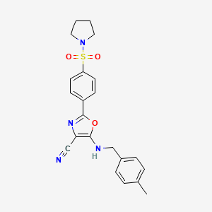 molecular formula C22H22N4O3S B6480020 5-{[(4-methylphenyl)methyl]amino}-2-[4-(pyrrolidine-1-sulfonyl)phenyl]-1,3-oxazole-4-carbonitrile CAS No. 941245-14-3