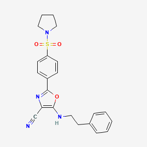 molecular formula C22H22N4O3S B6480030 5-[(2-phenylethyl)amino]-2-[4-(pyrrolidine-1-sulfonyl)phenyl]-1,3-oxazole-4-carbonitrile CAS No. 941245-22-3