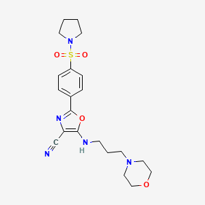 molecular formula C21H27N5O4S B6480036 5-{[3-(morpholin-4-yl)propyl]amino}-2-[4-(pyrrolidine-1-sulfonyl)phenyl]-1,3-oxazole-4-carbonitrile CAS No. 941245-28-9