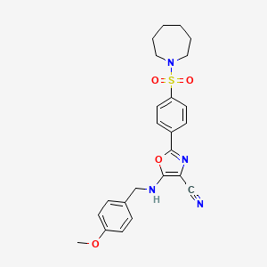molecular formula C24H26N4O4S B6480048 2-[4-(azepane-1-sulfonyl)phenyl]-5-{[(4-methoxyphenyl)methyl]amino}-1,3-oxazole-4-carbonitrile CAS No. 941247-46-7