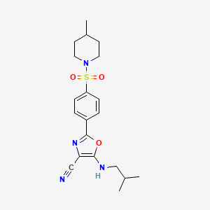 molecular formula C20H26N4O3S B6480051 2-{4-[(4-methylpiperidin-1-yl)sulfonyl]phenyl}-5-[(2-methylpropyl)amino]-1,3-oxazole-4-carbonitrile CAS No. 941000-02-8