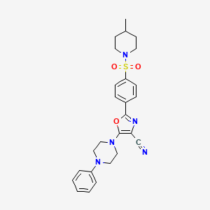 molecular formula C26H29N5O3S B6480057 2-{4-[(4-methylpiperidin-1-yl)sulfonyl]phenyl}-5-(4-phenylpiperazin-1-yl)-1,3-oxazole-4-carbonitrile CAS No. 941000-26-6