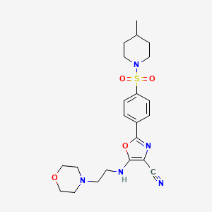molecular formula C22H29N5O4S B6480060 2-{4-[(4-methylpiperidin-1-yl)sulfonyl]phenyl}-5-{[2-(morpholin-4-yl)ethyl]amino}-1,3-oxazole-4-carbonitrile CAS No. 941000-38-0