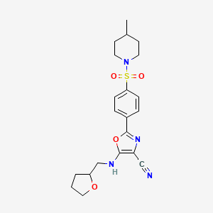 2-{4-[(4-methylpiperidin-1-yl)sulfonyl]phenyl}-5-{[(oxolan-2-yl)methyl]amino}-1,3-oxazole-4-carbonitrile