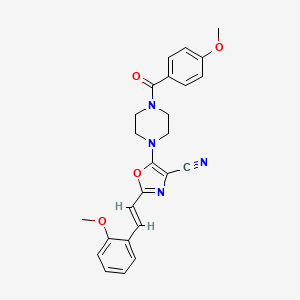 molecular formula C25H24N4O4 B6480080 5-[4-(4-methoxybenzoyl)piperazin-1-yl]-2-[(E)-2-(2-methoxyphenyl)ethenyl]-1,3-oxazole-4-carbonitrile CAS No. 941009-01-4
