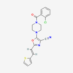 molecular formula C21H17ClN4O2S B6480090 5-[4-(2-chlorobenzoyl)piperazin-1-yl]-2-[(E)-2-(thiophen-2-yl)ethenyl]-1,3-oxazole-4-carbonitrile CAS No. 940993-52-2