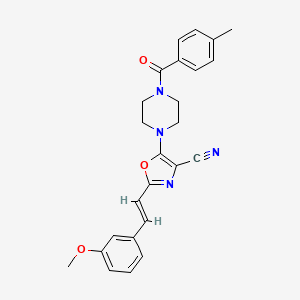 2-[(E)-2-(3-methoxyphenyl)ethenyl]-5-[4-(4-methylbenzoyl)piperazin-1-yl]-1,3-oxazole-4-carbonitrile