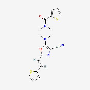 2-[(E)-2-(thiophen-2-yl)ethenyl]-5-[4-(thiophene-2-carbonyl)piperazin-1-yl]-1,3-oxazole-4-carbonitrile