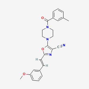 2-[(E)-2-(3-methoxyphenyl)ethenyl]-5-[4-(3-methylbenzoyl)piperazin-1-yl]-1,3-oxazole-4-carbonitrile