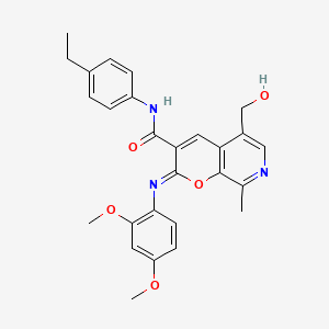 (2Z)-2-[(2,4-dimethoxyphenyl)imino]-N-(4-ethylphenyl)-5-(hydroxymethyl)-8-methyl-2H-pyrano[2,3-c]pyridine-3-carboxamide