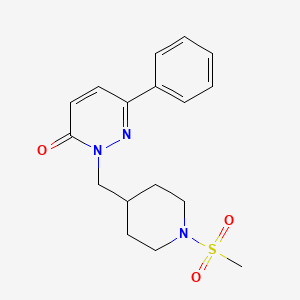 molecular formula C17H21N3O3S B6480166 2-[(1-methanesulfonylpiperidin-4-yl)methyl]-6-phenyl-2,3-dihydropyridazin-3-one CAS No. 958578-91-1
