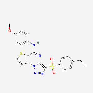 molecular formula C22H19N5O3S2 B6480194 10-(4-ethylbenzenesulfonyl)-N-(4-methoxyphenyl)-5-thia-1,8,11,12-tetraazatricyclo[7.3.0.0^{2,6}]dodeca-2(6),3,7,9,11-pentaen-7-amine CAS No. 892743-41-8