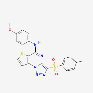 N-(4-methoxyphenyl)-10-(4-methylbenzenesulfonyl)-5-thia-1,8,11,12-tetraazatricyclo[7.3.0.0^{2,6}]dodeca-2(6),3,7,9,11-pentaen-7-amine