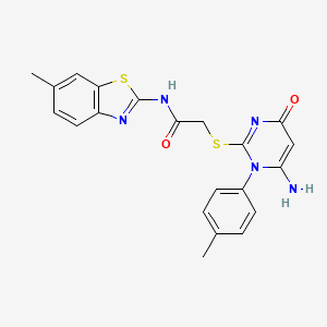 molecular formula C21H19N5O2S2 B6480231 2-{[6-amino-1-(4-methylphenyl)-4-oxo-1,4-dihydropyrimidin-2-yl]sulfanyl}-N-(6-methyl-1,3-benzothiazol-2-yl)acetamide CAS No. 872629-80-6