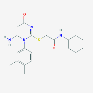 molecular formula C20H26N4O2S B6480237 2-{[6-amino-1-(3,4-dimethylphenyl)-4-oxo-1,4-dihydropyrimidin-2-yl]sulfanyl}-N-cyclohexylacetamide CAS No. 872629-82-8