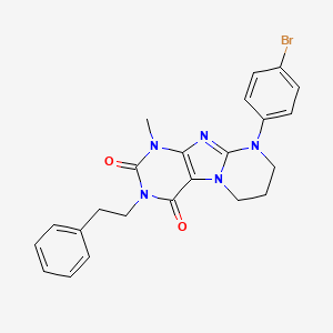 molecular formula C23H22BrN5O2 B6480238 9-(4-bromophenyl)-1-methyl-3-(2-phenylethyl)-1H,2H,3H,4H,6H,7H,8H,9H-pyrimido[1,2-g]purine-2,4-dione CAS No. 873076-56-3