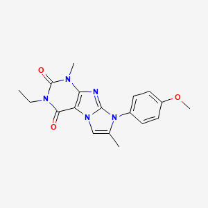 molecular formula C18H19N5O3 B6480240 3-ethyl-8-(4-methoxyphenyl)-1,7-dimethyl-1H,2H,3H,4H,8H-imidazo[1,2-g]purine-2,4-dione CAS No. 877643-97-5