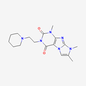 molecular formula C17H24N6O2 B6480246 1,7,8-trimethyl-3-[2-(piperidin-1-yl)ethyl]-1H,2H,3H,4H,8H-imidazo[1,2-g]purine-2,4-dione CAS No. 887215-48-7
