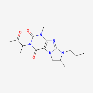 molecular formula C16H21N5O3 B6480251 1,7-dimethyl-3-(3-oxobutan-2-yl)-8-propyl-1H,2H,3H,4H,8H-imidazo[1,2-g]purine-2,4-dione CAS No. 886888-42-2