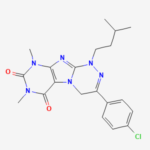 molecular formula C20H23ClN6O2 B6480279 3-(4-chlorophenyl)-7,9-dimethyl-1-(3-methylbutyl)-1H,4H,6H,7H,8H,9H-[1,2,4]triazino[4,3-g]purine-6,8-dione CAS No. 898409-96-6