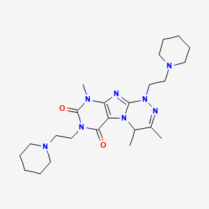 molecular formula C24H38N8O2 B6480289 3,4,9-trimethyl-1,7-bis[2-(piperidin-1-yl)ethyl]-1H,4H,6H,7H,8H,9H-[1,2,4]triazino[4,3-g]purine-6,8-dione CAS No. 898449-05-3