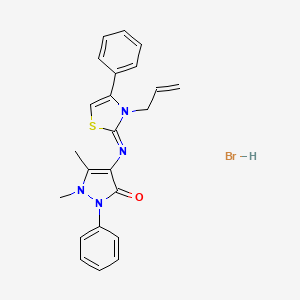 molecular formula C23H23BrN4OS B6480327 1,5-dimethyl-2-phenyl-4-{[(2Z)-4-phenyl-3-(prop-2-en-1-yl)-2,3-dihydro-1,3-thiazol-2-ylidene]amino}-2,3-dihydro-1H-pyrazol-3-one hydrobromide CAS No. 294183-32-7