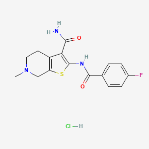 molecular formula C16H17ClFN3O2S B6480336 2-(4-fluorobenzamido)-6-methyl-4H,5H,6H,7H-thieno[2,3-c]pyridine-3-carboxamide hydrochloride CAS No. 1215730-52-1