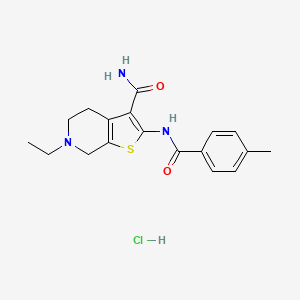 molecular formula C18H22ClN3O2S B6480342 6-ethyl-2-(4-methylbenzamido)-4H,5H,6H,7H-thieno[2,3-c]pyridine-3-carboxamide hydrochloride CAS No. 1215817-30-3