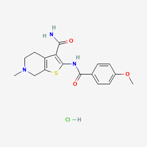 molecular formula C17H20ClN3O3S B6480343 2-(4-methoxybenzamido)-6-methyl-4H,5H,6H,7H-thieno[2,3-c]pyridine-3-carboxamide hydrochloride CAS No. 1215558-15-8