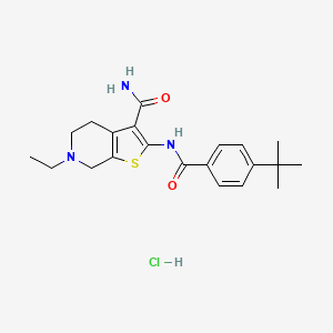 molecular formula C21H28ClN3O2S B6480350 2-(4-tert-butylbenzamido)-6-ethyl-4H,5H,6H,7H-thieno[2,3-c]pyridine-3-carboxamide hydrochloride CAS No. 1215420-30-6