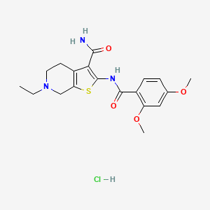 molecular formula C19H24ClN3O4S B6480357 2-(2,4-dimethoxybenzamido)-6-ethyl-4H,5H,6H,7H-thieno[2,3-c]pyridine-3-carboxamide hydrochloride CAS No. 1215602-35-9